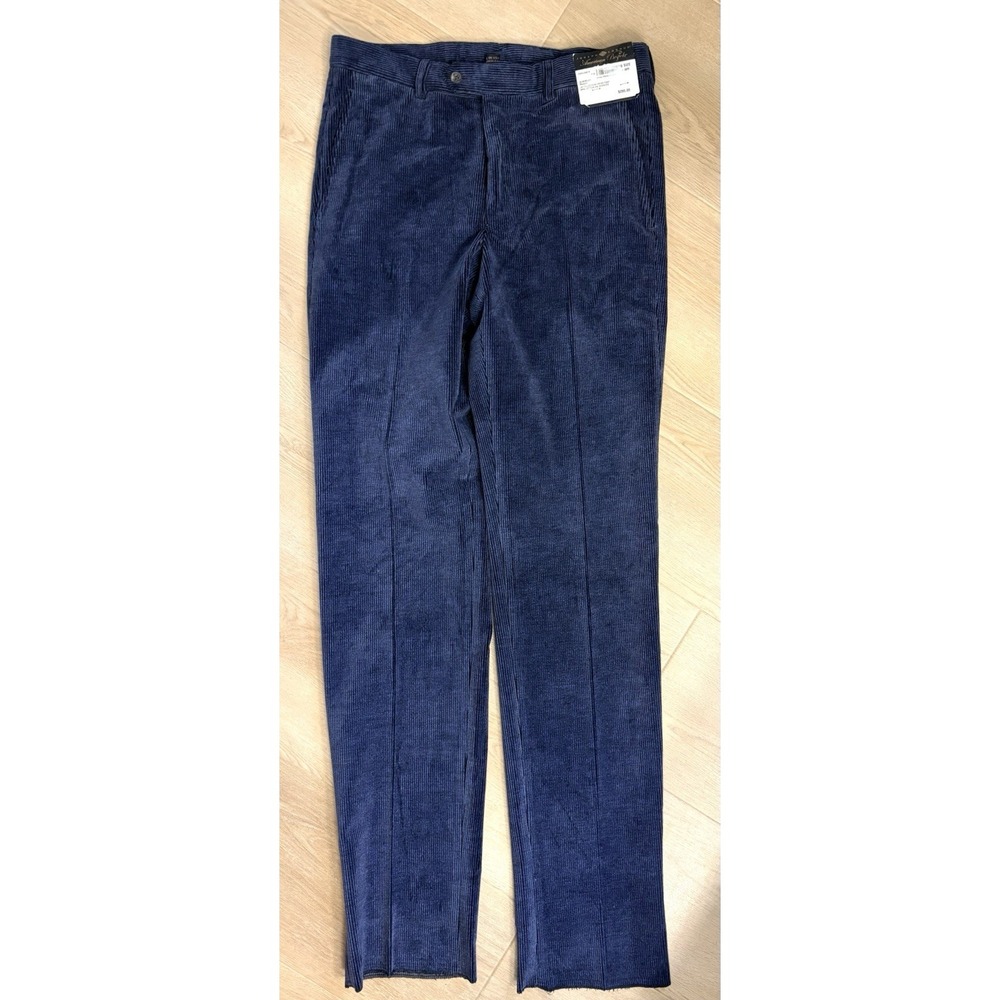 Joseph Abboud American Bespoke Unhemmed Corduroy Dress Pant Navy 32R Black Label